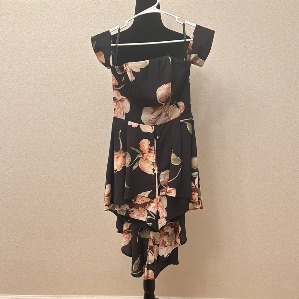 Floral Black Romper Dress